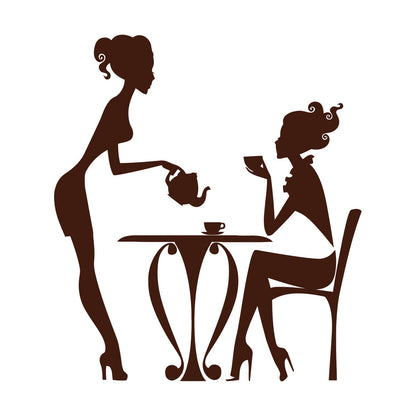 Cafe Restaurant Time Coffee Teapot Tea Cup Engraving Decals Waterproof