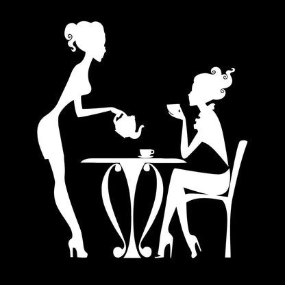 Cafe Restaurant Time Coffee Teapot Tea Cup Engraving Decals Waterproof