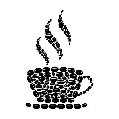 Fine Carving Stickers Coffee Beans Cup House Shop Kitchen Art Decoration