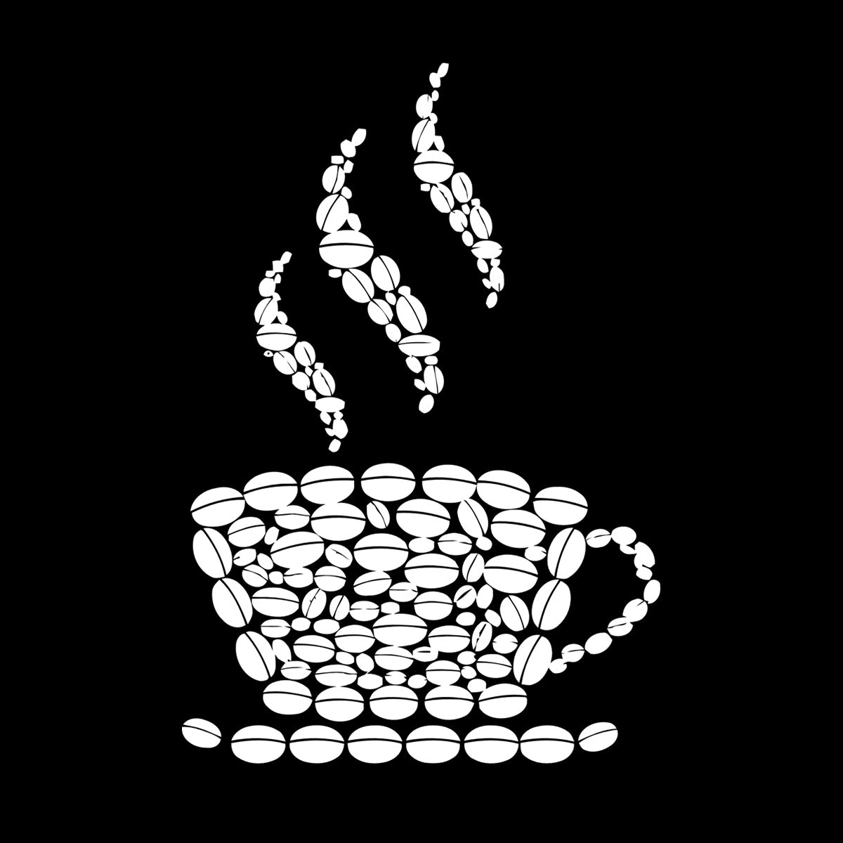 Fine Carving Stickers Coffee Beans Cup House Shop Kitchen Art Decoration