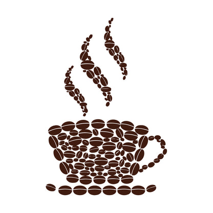 Fine Carving Stickers Coffee Beans Cup House Shop Kitchen Art Decoration