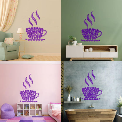 Fine Carving Stickers Coffee Beans Cup House Shop Kitchen Art Decoration