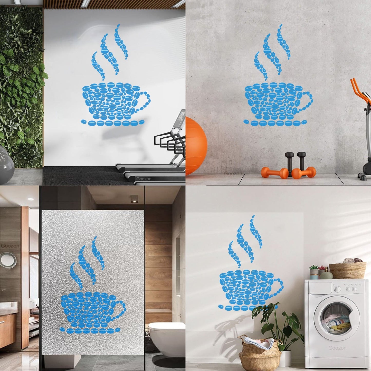 Fine Carving Stickers Coffee Beans Cup House Shop Kitchen Art Decoration