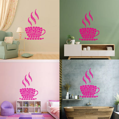 Fine Carving Stickers Coffee Beans Cup House Shop Kitchen Art Decoration