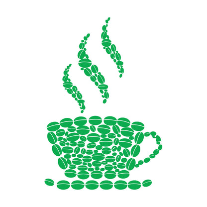 Fine Carving Stickers Coffee Beans Cup House Shop Kitchen Art Decoration
