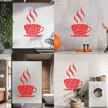 Fine Carving Stickers Coffee Beans Cup House Shop Kitchen Art Decoration