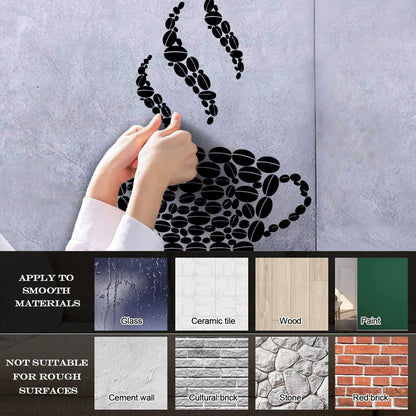 Fine Carving Stickers Coffee Beans Cup House Shop Kitchen Art Decoration