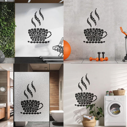 Fine Carving Stickers Coffee Beans Cup House Shop Kitchen Art Decoration