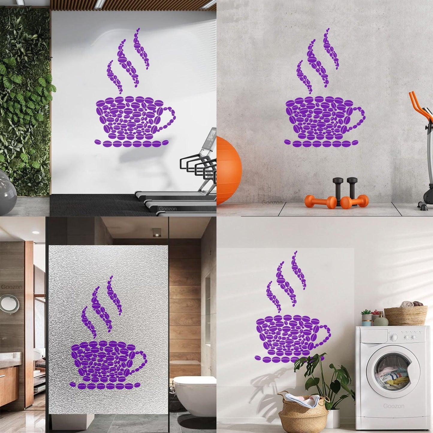 Fine Carving Stickers Coffee Beans Cup House Shop Kitchen Art Decoration