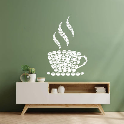 Fine Carving Stickers Coffee Beans Cup House Shop Kitchen Art Decoration