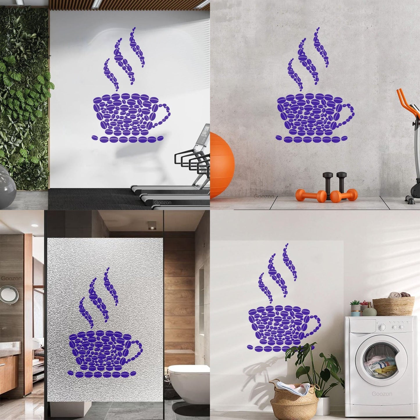Fine Carving Stickers Coffee Beans Cup House Shop Kitchen Art Decoration