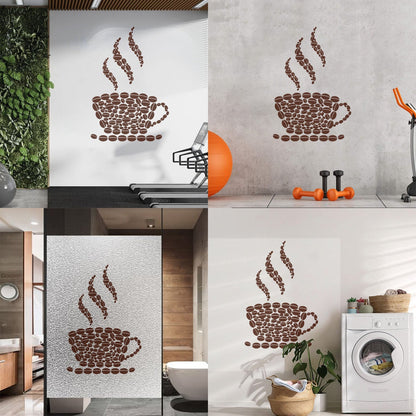 Fine Carving Stickers Coffee Beans Cup House Shop Kitchen Art Decoration