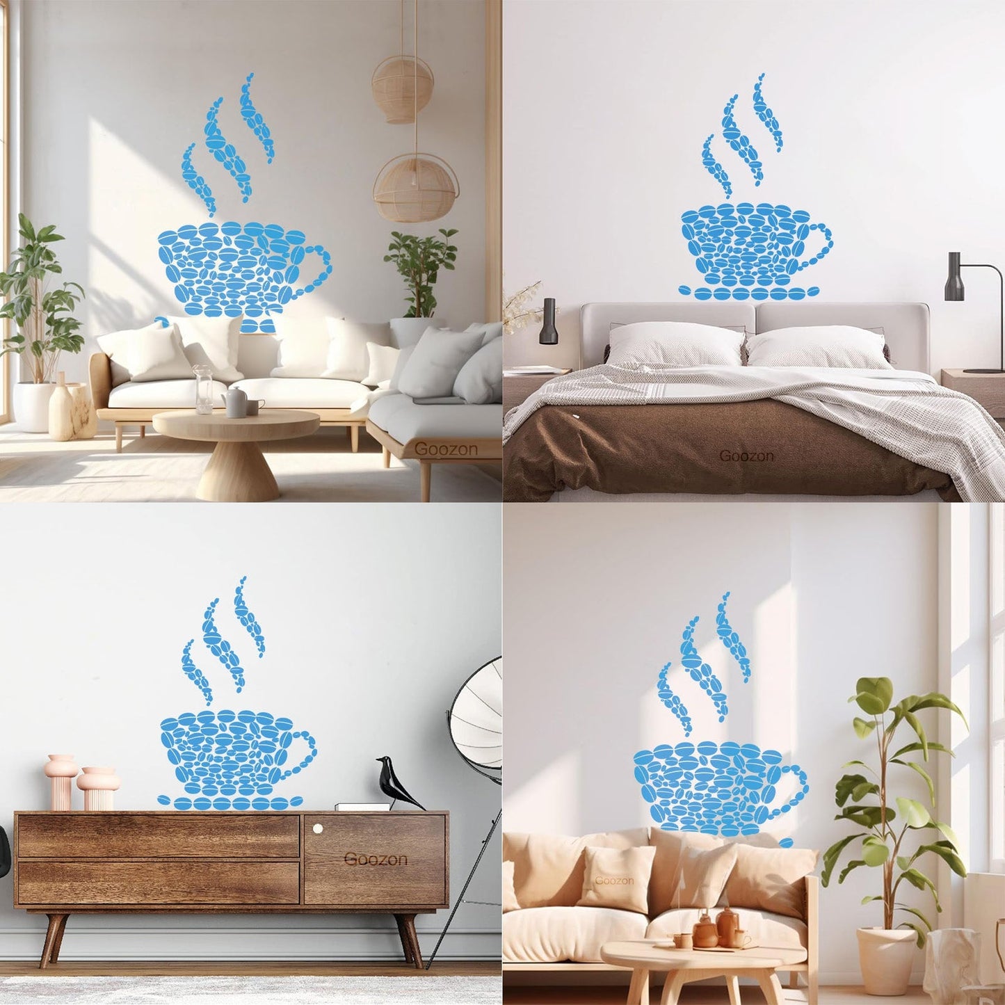 Fine Carving Stickers Coffee Beans Cup House Shop Kitchen Art Decoration
