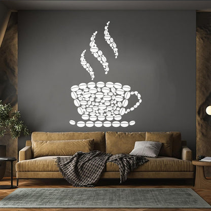 Fine Carving Stickers Coffee Beans Cup House Shop Kitchen Art Decoration