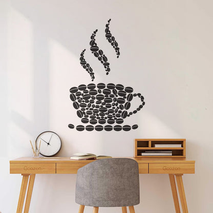 Fine Carving Stickers Coffee Beans Cup House Shop Kitchen Art Decoration
