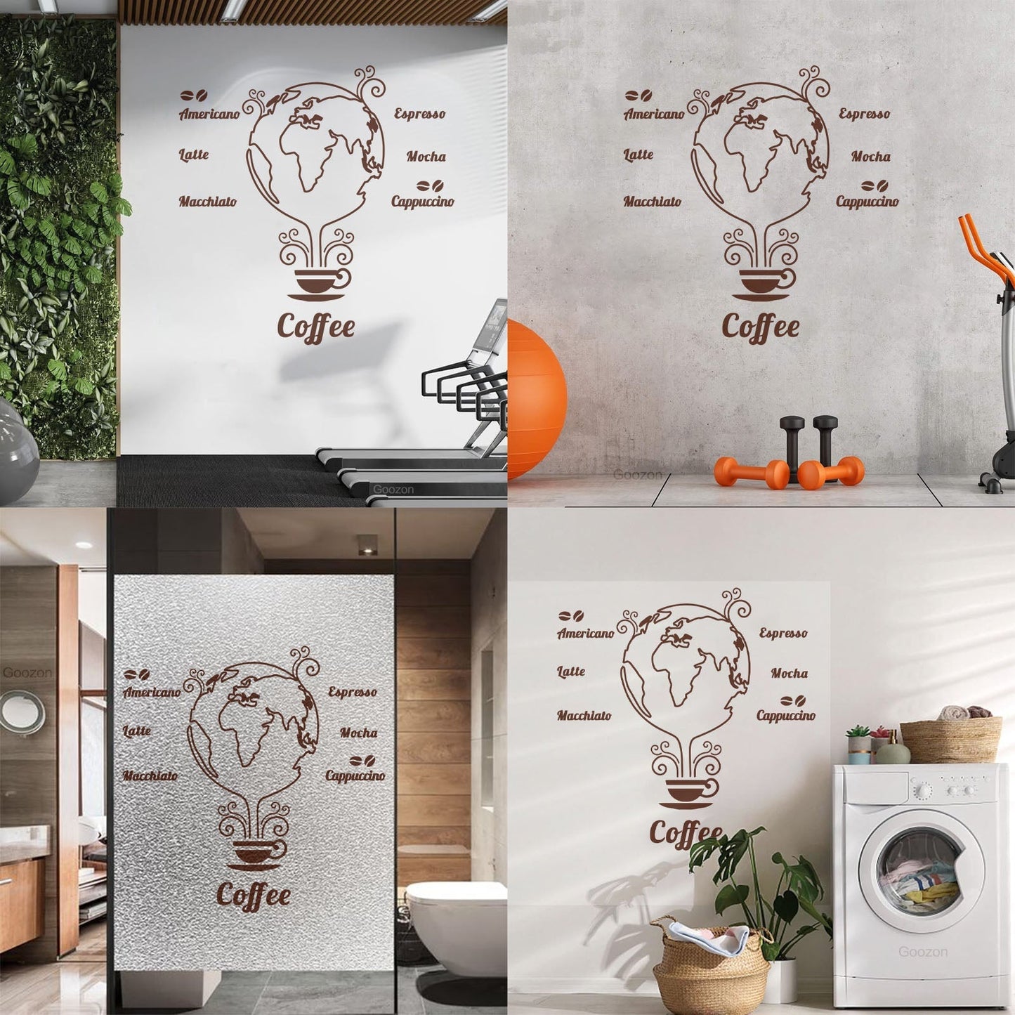 Wall Stickers Coffee Beans Cups Restaurant Cafe Earth Globe Wall Beautification