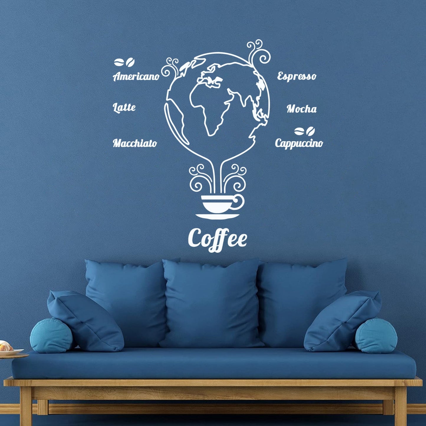 Wall Stickers Coffee Beans Cups Restaurant Cafe Earth Globe Wall Beautification