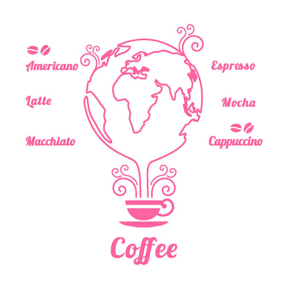 Wall Stickers Coffee Beans Cups Restaurant Cafe Earth Globe Wall Beautification