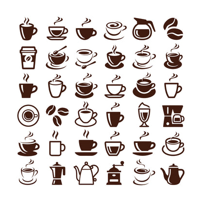 Coffee Beans Hot Drinks Cup And Spoon Bar Logo Cafe Cappuccino Latte Fine Carving Decals Car Body Decoration