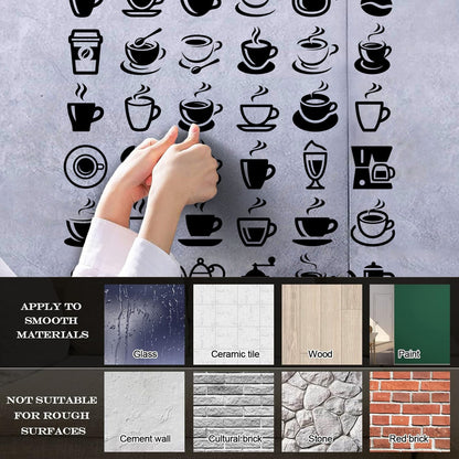 Coffee Beans Hot Drinks Cup And Spoon Bar Logo Cafe Cappuccino Latte Fine Carving Decals Car Body Decoration