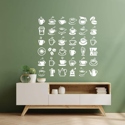 Coffee Beans Hot Drinks Cup And Spoon Bar Logo Cafe Cappuccino Latte Fine Carving Decals Car Body Decoration