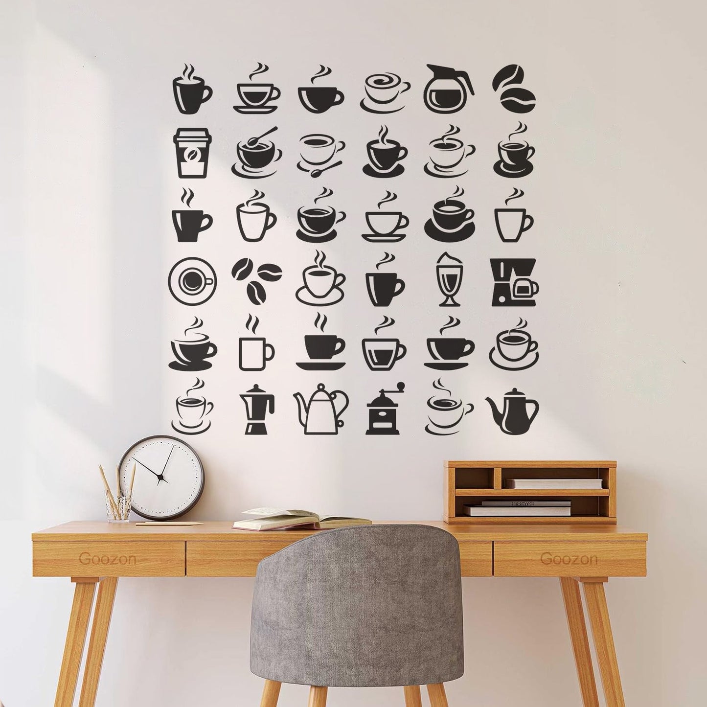 Coffee Beans Hot Drinks Cup And Spoon Bar Logo Cafe Cappuccino Latte Fine Carving Decals Car Body Decoration