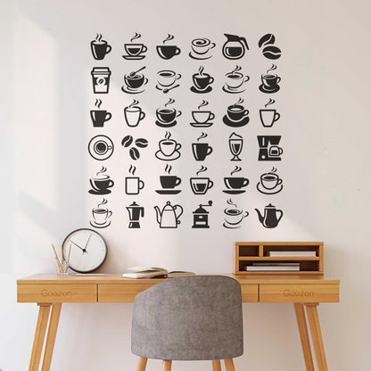 Coffee Beans Hot Drinks Cup And Spoon Bar Logo Cafe Cappuccino Latte Fine Carving Decals Car Body Decoration