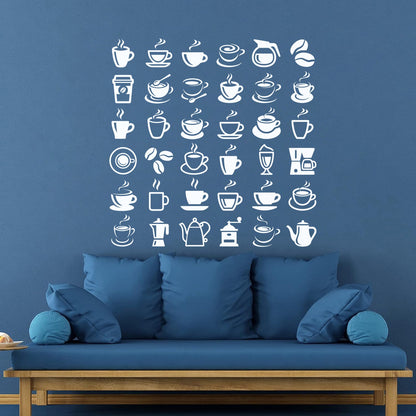 Coffee Beans Hot Drinks Cup And Spoon Bar Logo Cafe Cappuccino Latte Fine Carving Decals Car Body Decoration