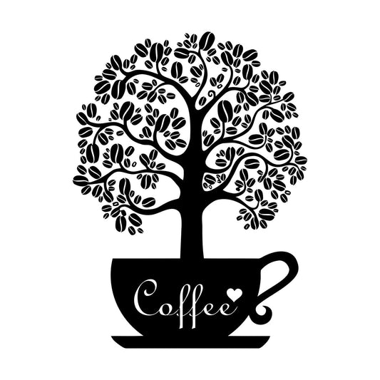 Vinyl Art Sticker Coffee Beans Shop Tree Window Decals