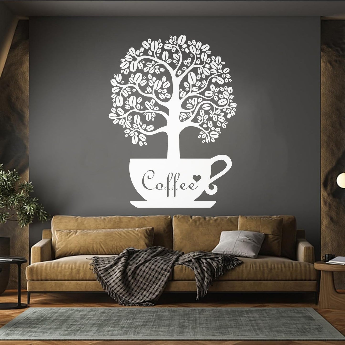 Vinyl Art Sticker Coffee Beans Shop Tree Window Decals