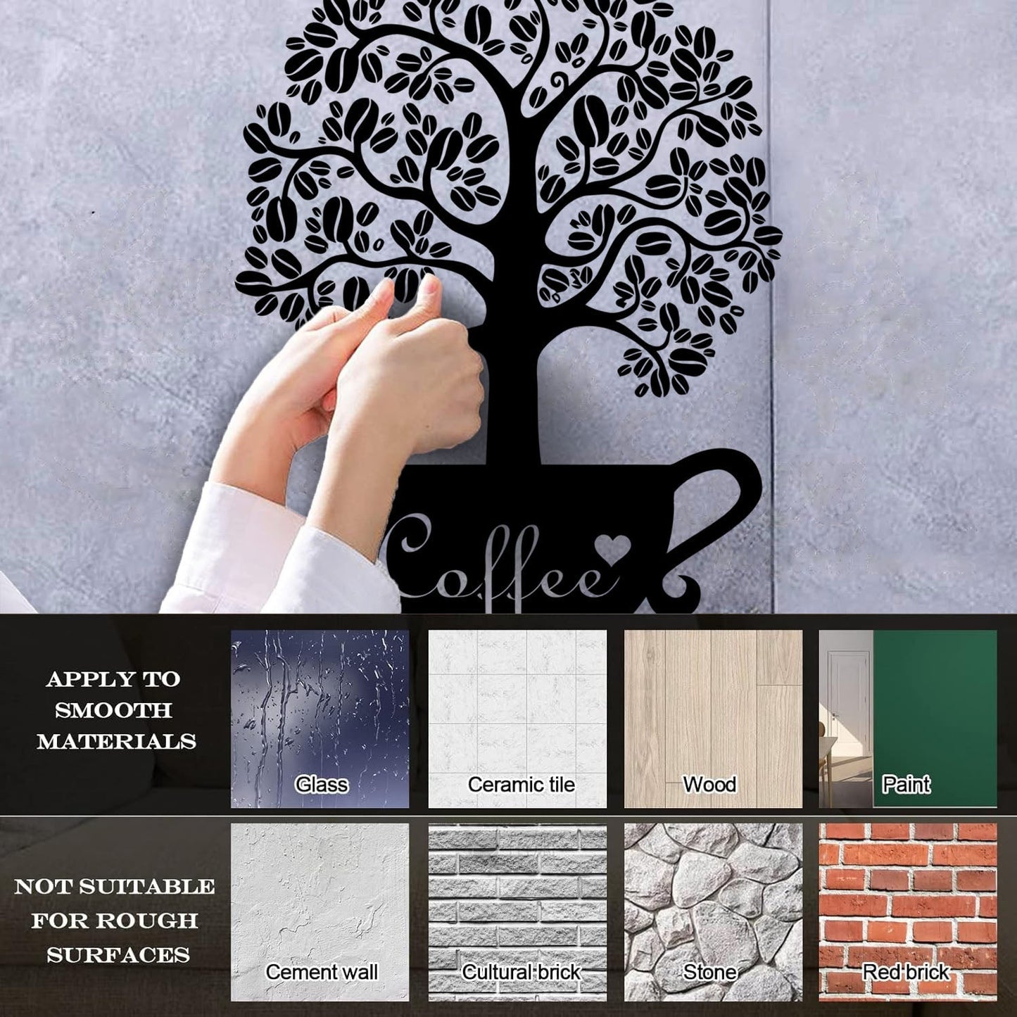 Vinyl Art Sticker Coffee Beans Shop Tree Window Decals