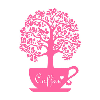 Vinyl Art Sticker Coffee Beans Shop Tree Window Decals
