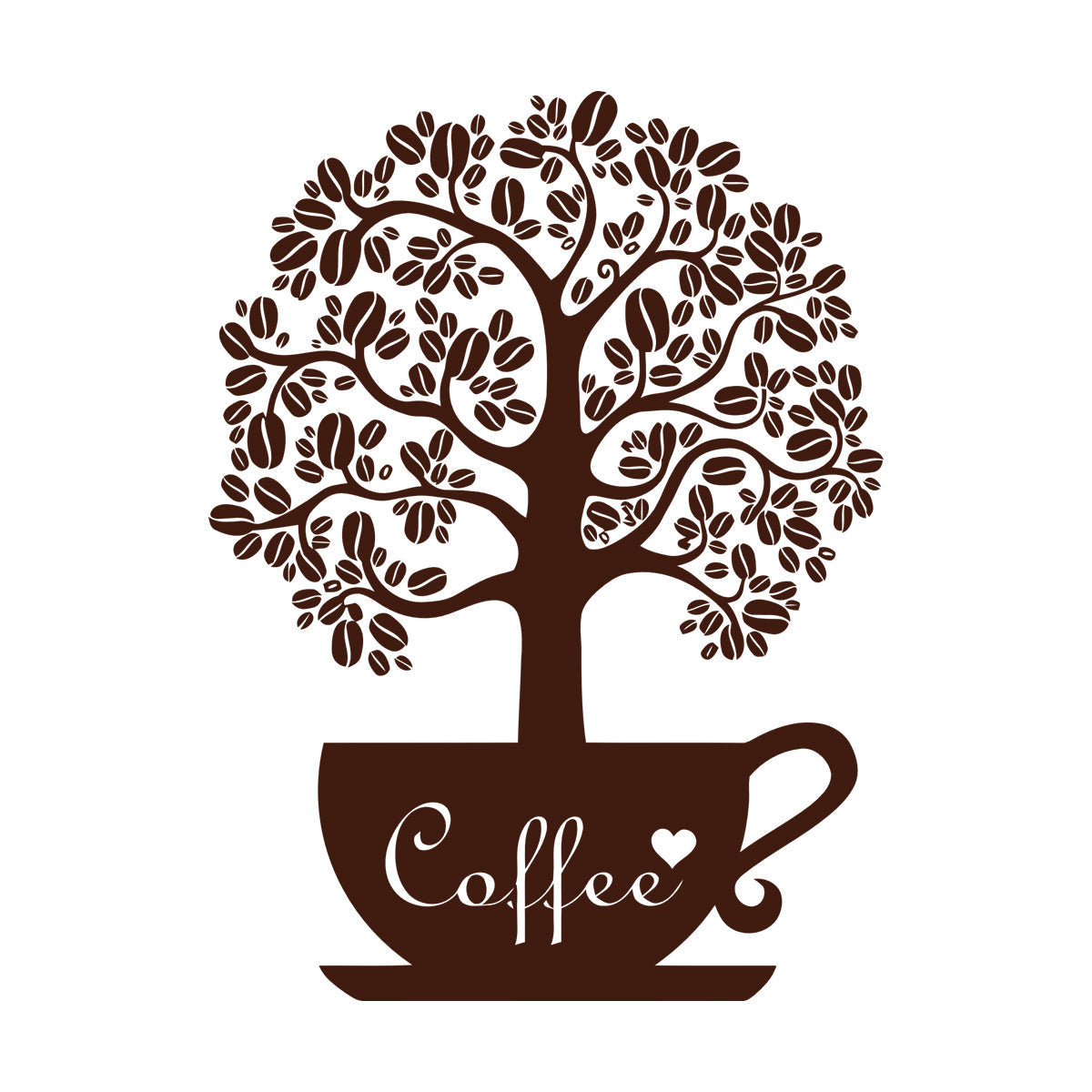 Vinyl Art Sticker Coffee Beans Shop Tree Window Decals