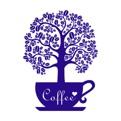 Vinyl Art Sticker Coffee Beans Shop Tree Window Decals