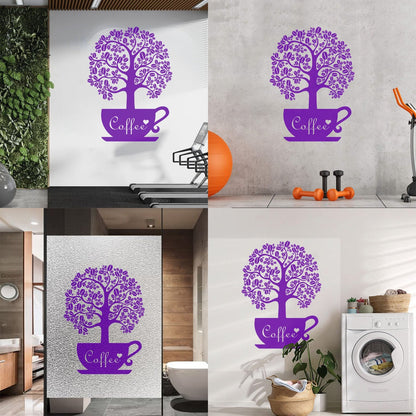 Vinyl Art Sticker Coffee Beans Shop Tree Window Decals