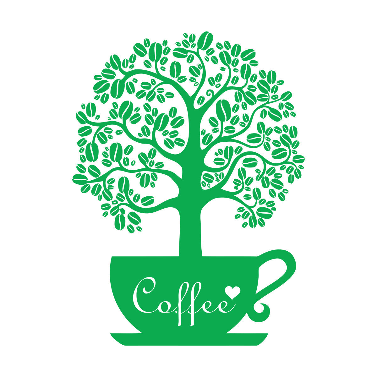 Vinyl Art Sticker Coffee Beans Shop Tree Window Decals