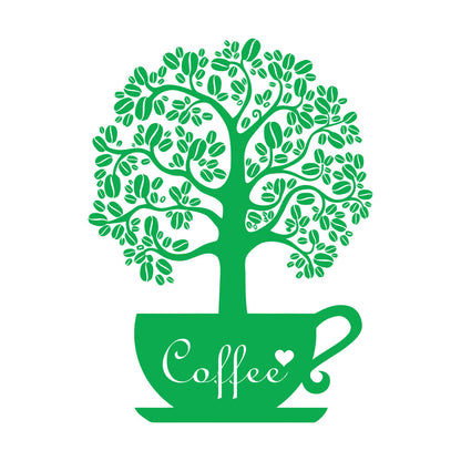 Vinyl Art Sticker Coffee Beans Shop Tree Window Decals