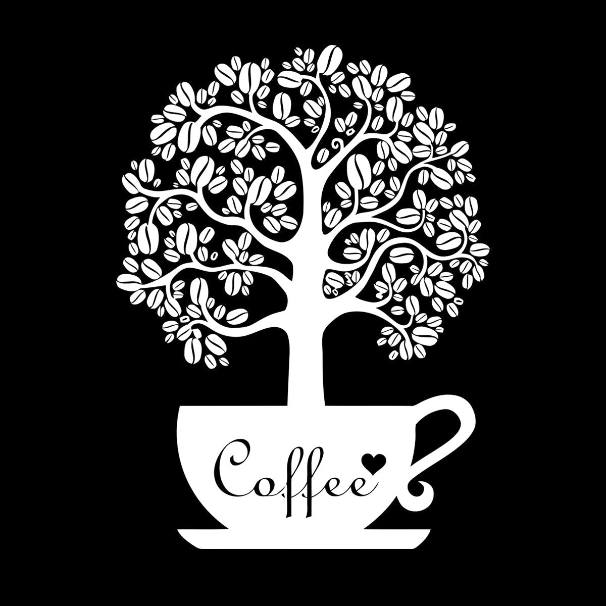 Vinyl Art Sticker Coffee Beans Shop Tree Window Decals