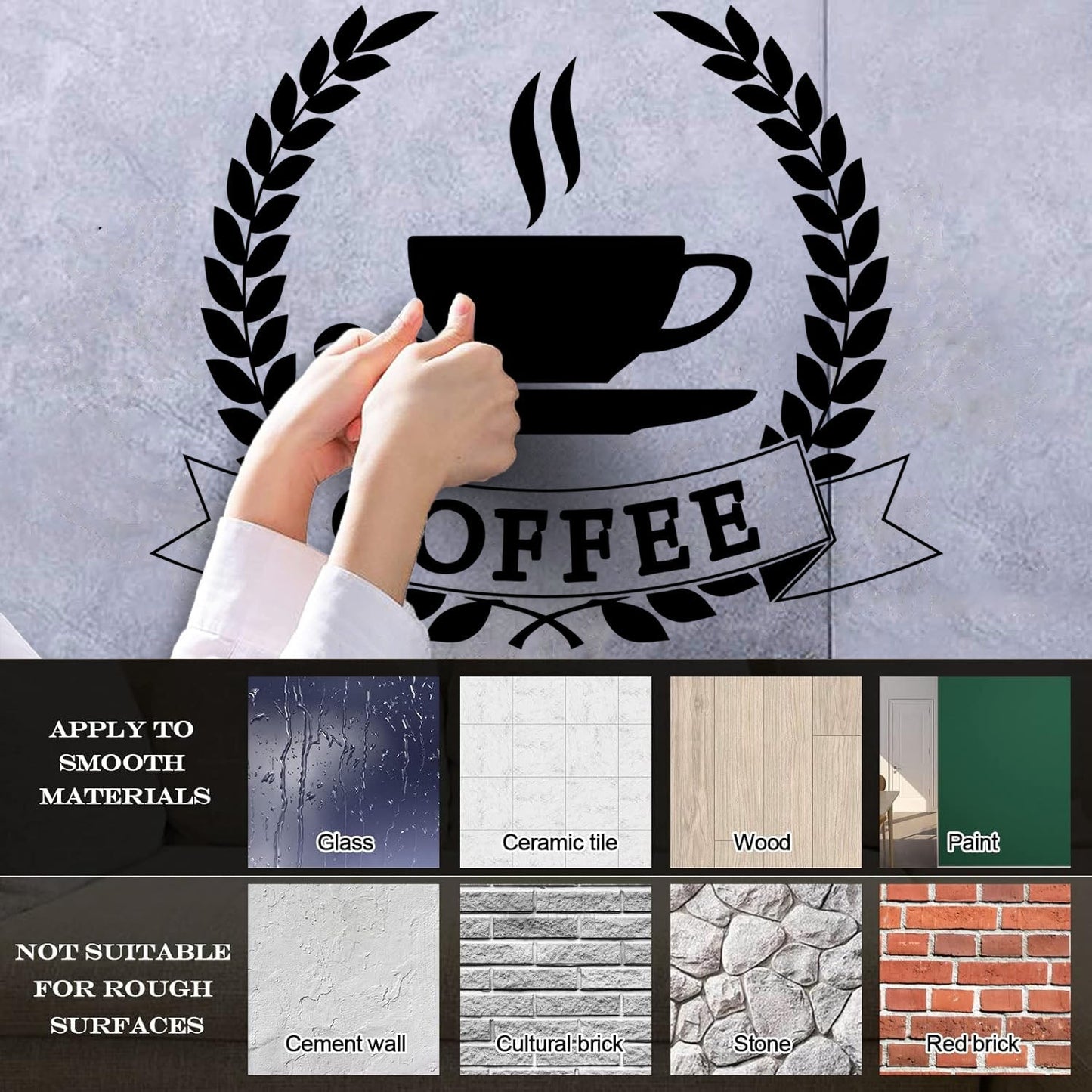 Engraving Stickers Coffee Beans Tea Cup Shop Restaurant Glass Stickers