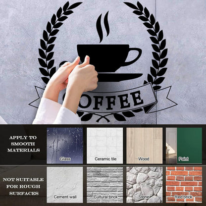 Engraving Stickers Coffee Beans Tea Cup Shop Restaurant Glass Stickers