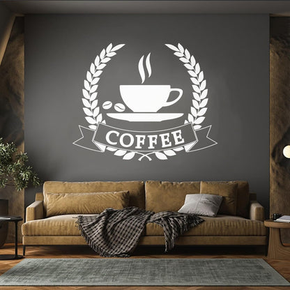 Engraving Stickers Coffee Beans Tea Cup Shop Restaurant Glass Stickers