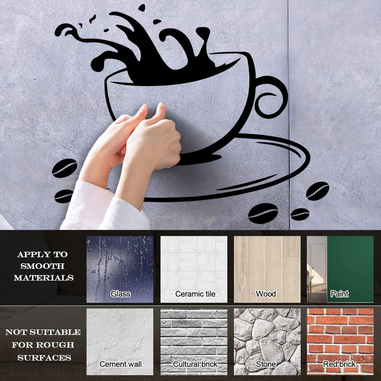 Lettering Stickers Coffee Cup House Dining Break Idea Removable Without Leaving Glue