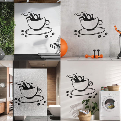 Lettering Stickers Coffee Cup House Dining Break Idea Removable Without Leaving Glue