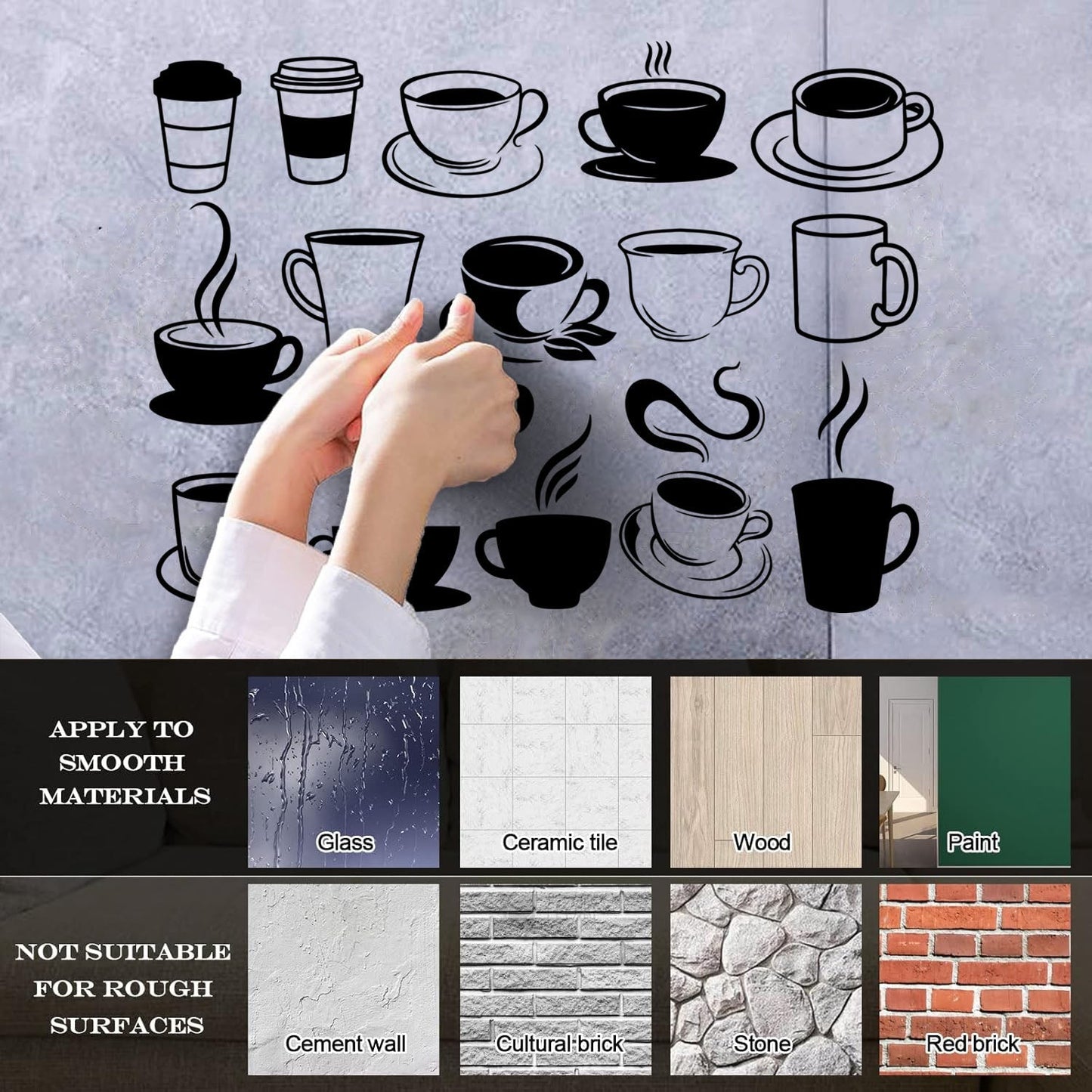 Vinyl Wall Stickers Coffee Cups Collection Coffee Beans Cafe Do Not Damage The Wall Surface