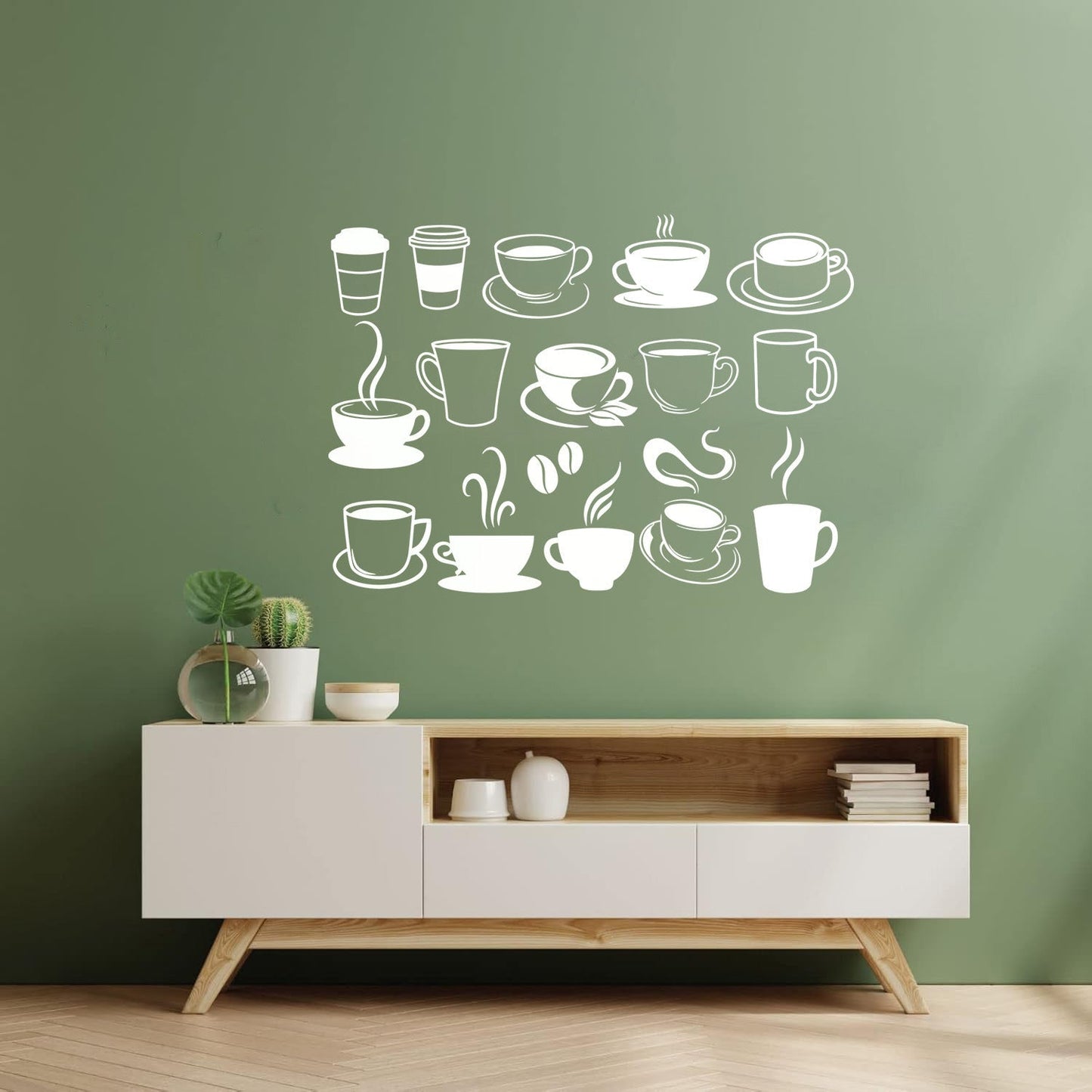 Vinyl Wall Stickers Coffee Cups Collection Coffee Beans Cafe Do Not Damage The Wall Surface