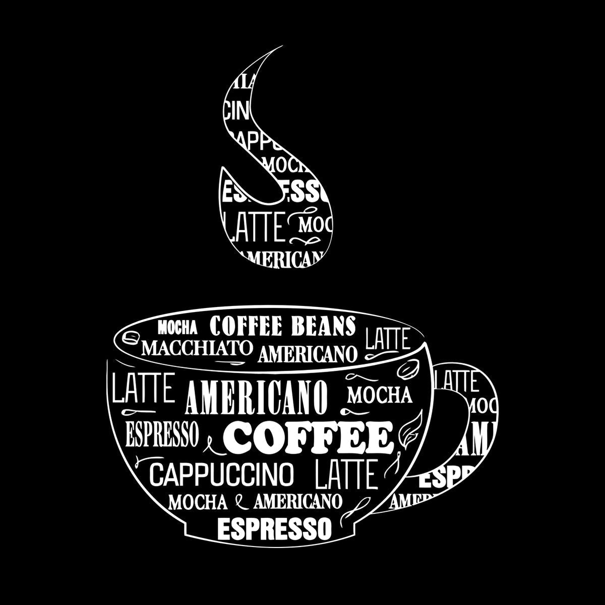 Wall Decals Coffee Cup Shop Words Kitchen Dining Multi Color Selection