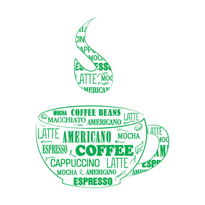 Wall Decals Coffee Cup Shop Words Kitchen Dining Multi Color Selection