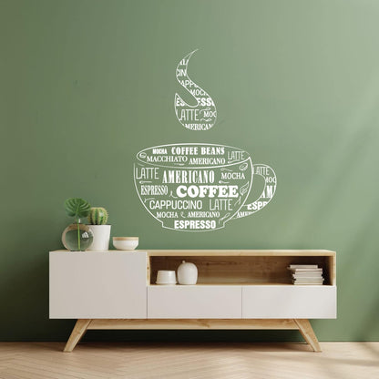 Wall Decals Coffee Cup Shop Words Kitchen Dining Multi Color Selection