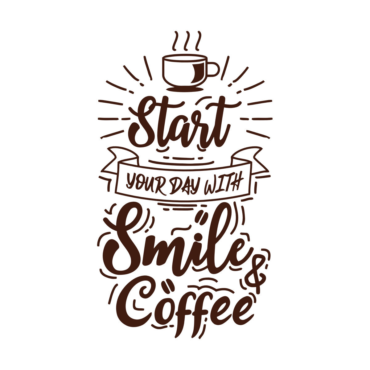 Vinyl Wall Decals Coffee Cup Smile Positive Quote Cafe Kitchen Equipped With Transfer Film Kit