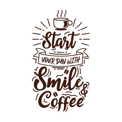 Vinyl Wall Decals Coffee Cup Smile Positive Quote Cafe Kitchen Equipped With Transfer Film Kit
